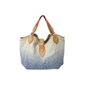 Louis Vuitton Sunbeam Tote Bag White Blue Red Monogram Denim Leather